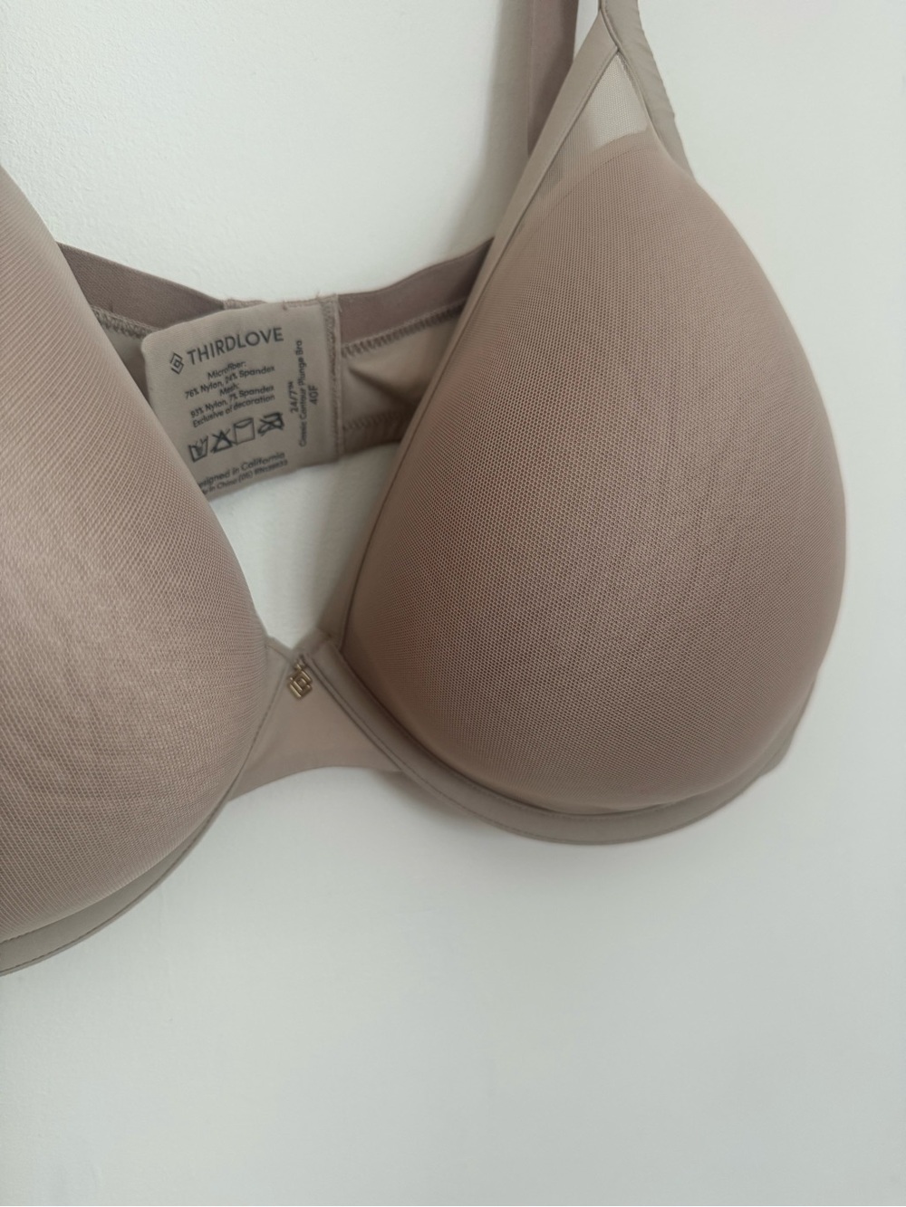ThirdLove 24/7 Classic Contour Plunge Bra Womens Size 40F Nude Underwire T-Shirt - Picture 4 of 6